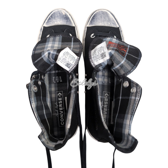 Converse Chuck 70 Plus Hi Punk Black Egret Distressed Platform Sneaker Women 9.5 - Picture 8 of 10